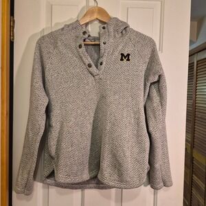 Columbia University of Michigan Sunday Summit II Snap Hoodie Grey Herringbone M